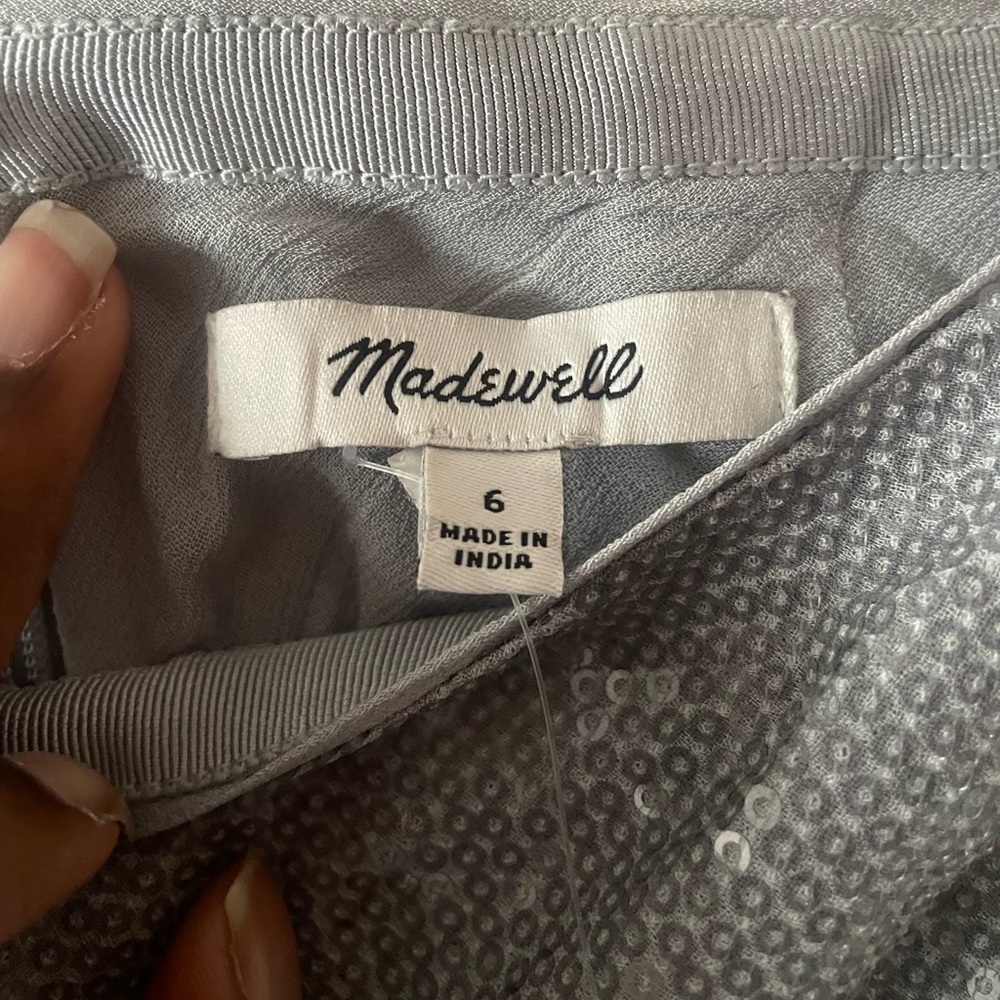 Madewell Silver Sequin Midi Pencil Skirt - Picture 4 of 5